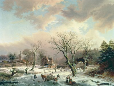 Escena de invierno de Johannes Petrus van Velzen